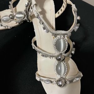 BCBG White Rhinestone Sandals